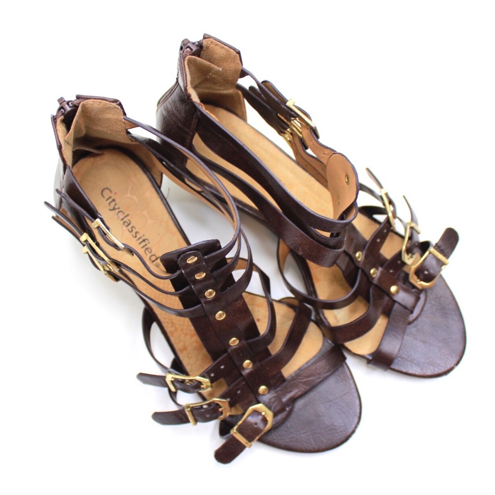 Cityclassified |  Brown Gladiator Wedge Sandals
